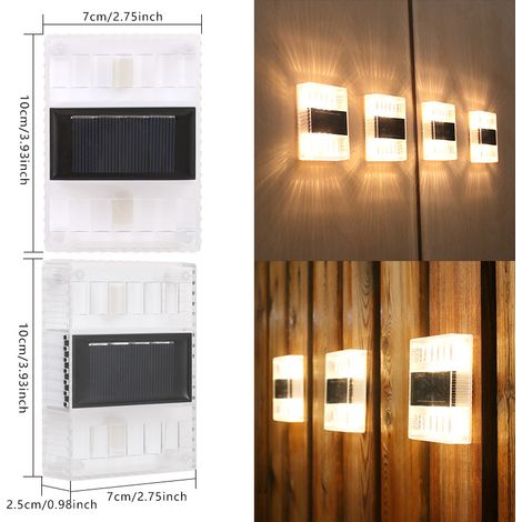Dekorative Solar-Nachtleuchte für Zuhause, wasserdichte Gartenleuchte, Beleuchtung nach oben und unten, transparente Wandleuchte mit 6 LEDs (warmes Licht) (1/5)