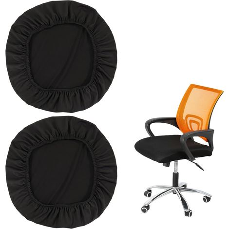CCYKXA Set mit 2 schwarzen Bürostuhlsitzbezügen, elastischen Kissenbezügen für Stühle, Sitzbezügen für den Außenbereich, Dekorationen für Hochzeitsbars