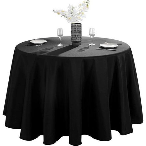 Nappe ronde - 200 cm - Nappe en polyester antitache et infroissable - Nappe décorative pour cuisines, restaurants, fêtes, (1/4)