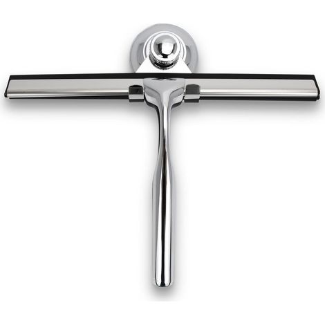 Grattoir de nettoyage pour porte de douche en verre avec support, lame en silicone de 25 cm, argent (1/4)
