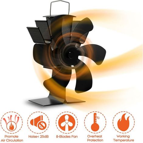 6-blade Hot Air Fan Fireplace Fan Blade Of Fan Burning Wooden Box 8 Color (1/5)