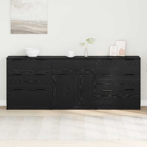 Sideboard 3 pcs Schwarz Eichen-Optik 181 x 30 x 70 cm (1/5)