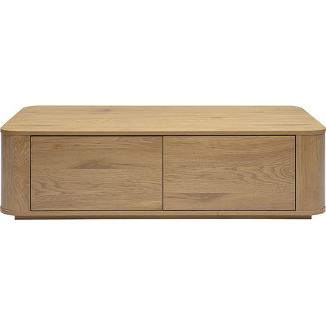 Mesa de centro rectangular con almacenamiento 2 cajones acabado madera clara roble L120 cm NEGAN (1/5)