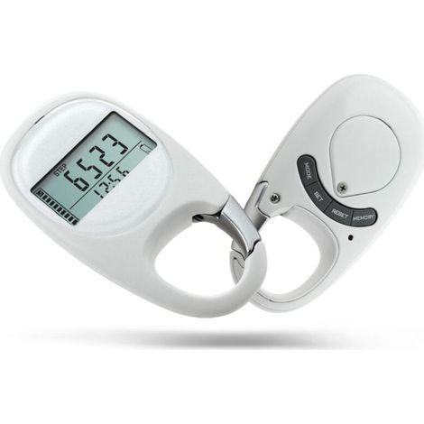 Podomètre portable blanc version française, compteur de pas multifonctionnel / distance de marche / compteur de calories, unisexe (1/4)