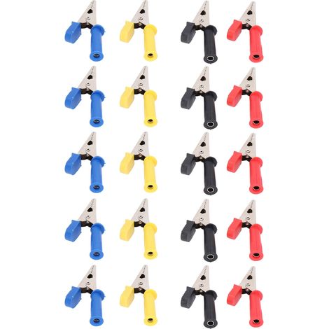 Lot de 5 pinces de test pour batterie auto, clips en laiton et PVC, prises 4mm pour câbles de charge (1/5)
