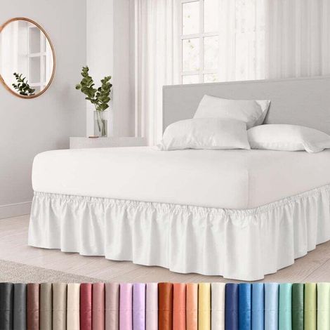 Wrap-around bed skirt - White - Fits twin beds up to 60 inches - Easy-to-install elastic - Pleated bed skirt in brushed fabric - Wrinkle-resistant, machine washable 150 x 200 x 38 (1/4)