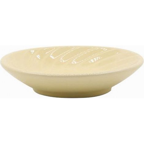 TRADE SHOP - Piattino Porta Sapone Saponetta Ceramica Rigata Spirale Giallo Tondo Bagno 79962 - (1/3)