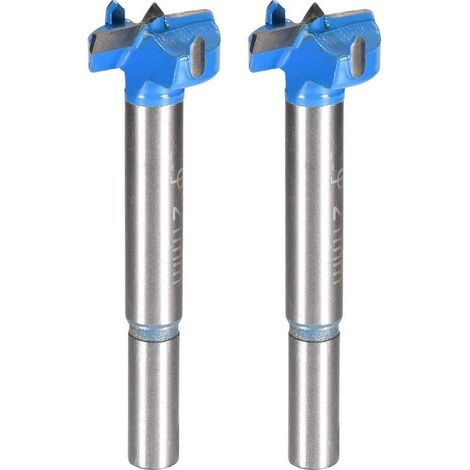 Bois Pour Défonceuse Alésoir Forage Mèche 21mm Dia. Carbure Alliage pointse Acier Rond Jarret Coupe pour Menuiserie Bleu 2Pcs
