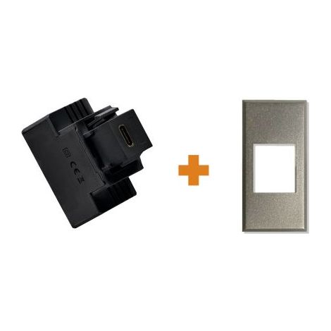 Fanton caricatore 1 USB-C 3A Ricarica rapida 18W da incasso Bticino Axolute argento - 82902