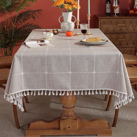 Nappe rectangulaire en lin et coton épais, ensemble de table en tissu, décoration de table (1/5)