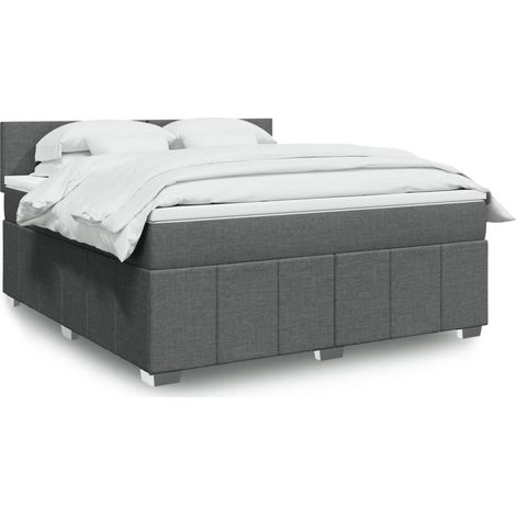 Boxspringbett mit Matratze Dunkelgrau 180x200 cm Stoff