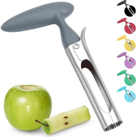 Apple corer with ABS handle, serrated stainless steel blade, plastic handle, grey (1/5)