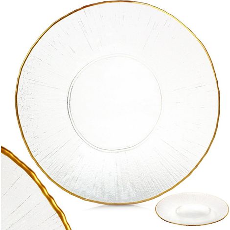 Bandeja grande de cristal dorado para pasteles, ideal para aperitivos y tentempiés, 30 cm. (1/5)