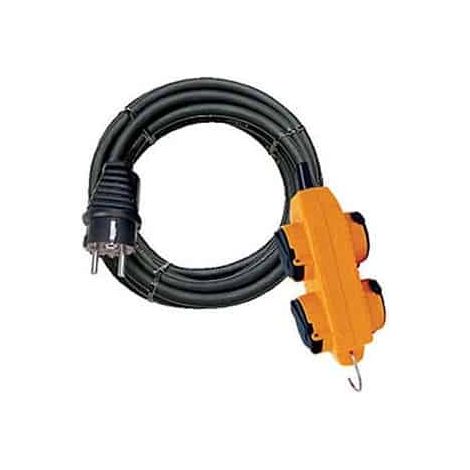 Brennenstuhl – Rallonge électrique 10m H07RN-F 3G2,5 – Powerblock 4 prises à clapet IP44 – Pour chantiers humides et extérieurs