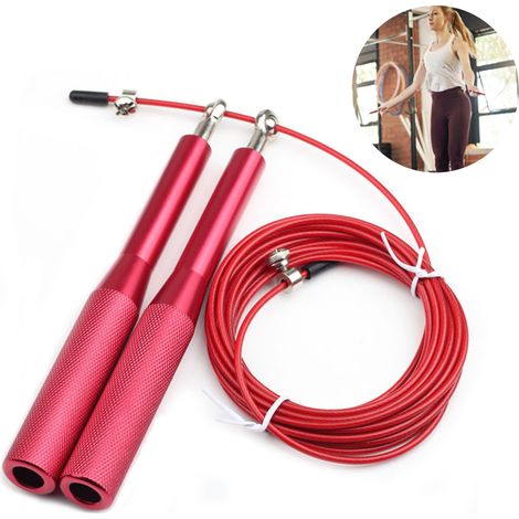 Corde À Sauter - Câble Acier Recouvert Silicone - Double Roulement 360° - Ajustable 240 à 300 cm - Pour Adultes Et Enfants - 1 Pièce (1/5)