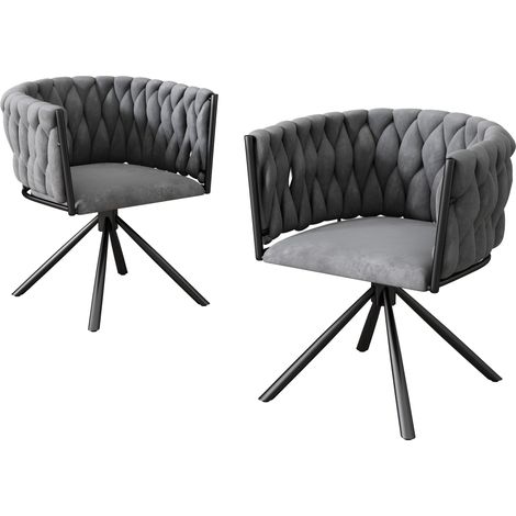 Chaise de salle à manger en velours, lot de 2, chaise pivotante de luxe pour salon et chambre, chaise pivotante de loisirs avec quatre pieds de soutien en métal, gris[OLD SKU:WF310494AAG] (1/5)