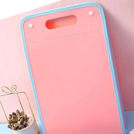 Classeur A4 Portable Grande Capacité 13 Pochettes, Dossier extensible Double Boucle avec Rabat, Rose Vertical 40x26,3x3cm, Organisation Documents et Copies (1/4)
