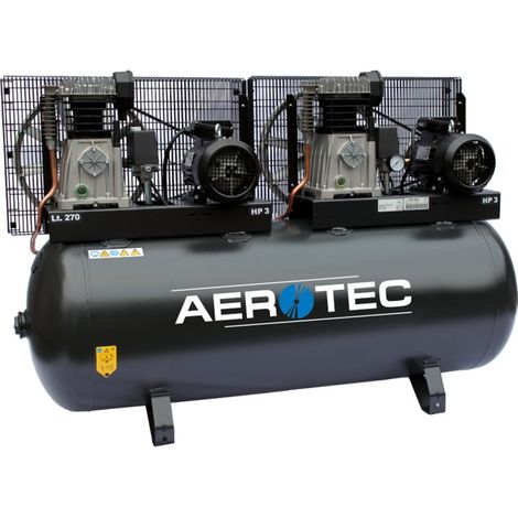 Compresseur tandem 600T-270 FT – Moteur Honda 4 temps – Pression max. 10 Bar – Débit d’air 600 L/min – Transport facile avec roues en caoutchouc – Aerotec