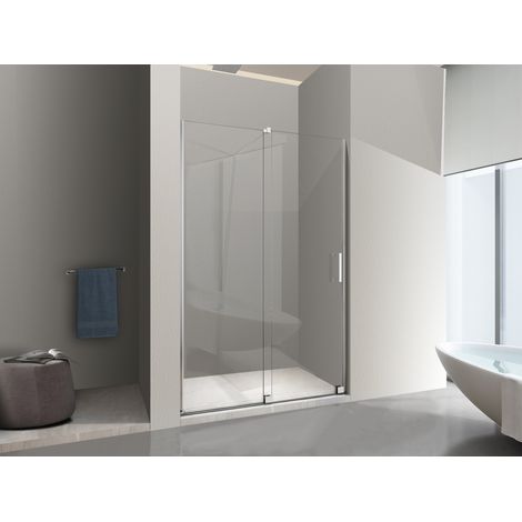 NALA Tür für Einbau in Nische, Schiebetür Walk-In, H 200, chromierter Rahmen, umkehrbar Cm.150 einstellbar 146-150 cm