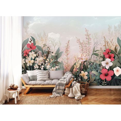 Fototapete Blumen Wildblumen Mohnblumen Natur, für Wohnzimmer und Schlafzimmer, 150 x 105 cm – Komplettset inkl. Kleister & Anleitung (1/5)