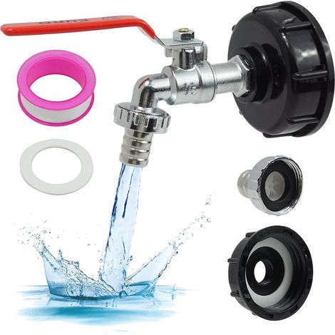 Robinet 1/2 pour Cuve 1000L, Compatible avec IBC, Adaptateur avec Raccord de Tuyau en Alliage et Soupape de Sécurité, Idéal pour Réservoirs, Systèmes d'Irrigation et Collecteurs d'Eau de Pluie (1/5)