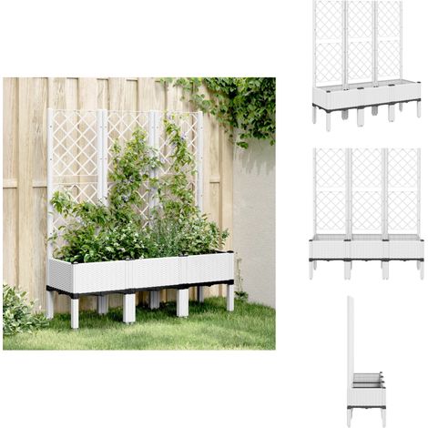 Jardinière avec treillis blanc 120x40x142 cm PP - Jardinier - Pot Plante Grimpante - Jardinière Extérieure - Pot En Plastique - Décoration Extérieur (1/5)
