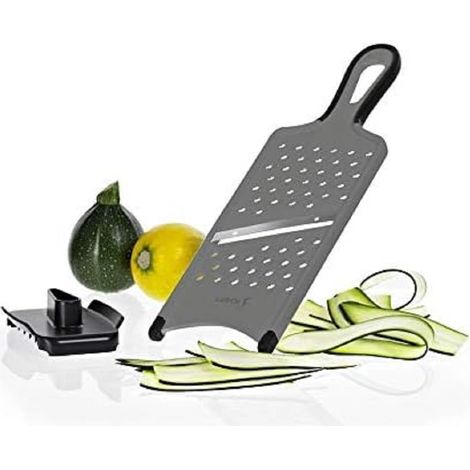 Mandoline en plastique et acier inoxydable avec protège-doigts Épaisseur de coupe env. 1,5 mm, Argenté, Noir.