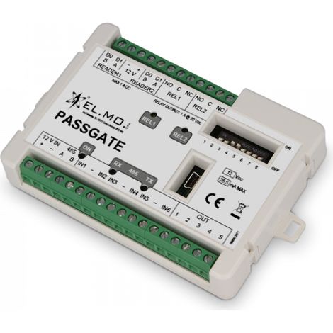 Módulo de interfaz pasiva para control de acceso Puerta única (1 lector IN y 1 lector OUT)