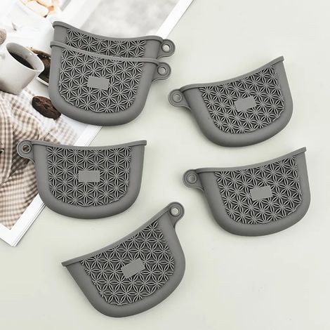 Fundas para mangos de ollas (6 unidades), almohadillas de silicona antideslizantes, antiadherentes y termoaislantes para mangos de ollas, ideales para conservas domésticas. (1/5)