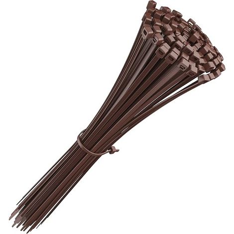 Collier de Serrage 200 mm x 4,8 mm, Attache Câble, Serre Câbles Nylon, Colliers Serre-Cable 200mm, Couleur Marron Brun (1/5)