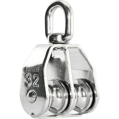 Poulie à câble M32 en acier inoxydable – Double roue en U – Charge de 250 kg – Double verrouillage de câble – Idéale pour salle de sport à domicile et activités de plein air (1/5)