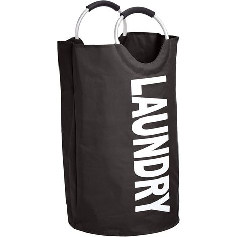Panier Linge Tissu avec Poignée Aluminium Noir (1/4)