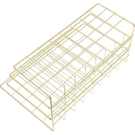 Gold Iron Mail Sorter with 3 Compartments, Bill Organizer and Practical Office Document Holder for Optimized Workspace (1/5)