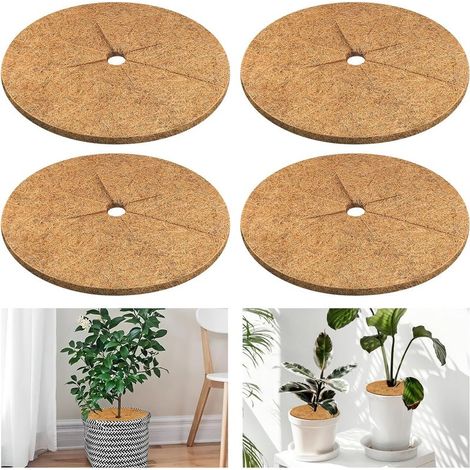 Lot de 4 Anneaux de Protection pour Arbres en Fibre de Coco Naturelle Ø30 cm (11,8") – Tapis de Paillage pour Plantes et Jardin, Protection du Sol et des Racines (1/5)