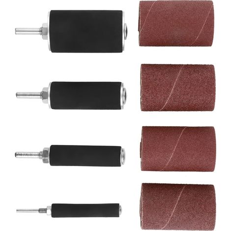 Lot de 20 Ponceuses à Tambour avec étui Comprenant 4 Tambours en Caoutchouc et 16 Manchons de Bande de Ponçage pour Perceuse à Colonne (1/5)