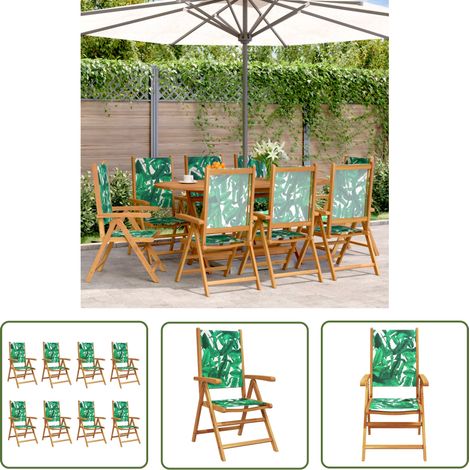 The Living Store Gartenstühle Verstellbar 8 Stk. Grün Stoff und Massivholz - Gartensaison - Gartenmöbel - Esszimmergarnitur - Holztisch - Gartenstuhl (1/5)