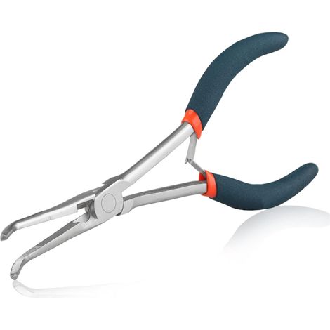 Pince à bec aiguille longue portée avec mâchoires dentelées - Pince coudée pour les espaces difficiles à atteindre - Fabrication de bijoux (1/5)