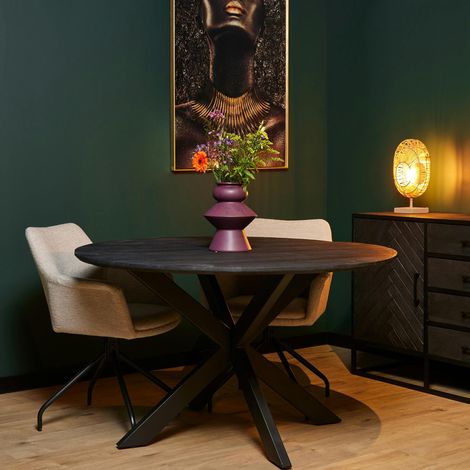 Table ronde noire en bois de manguier Ø150 cm ALVERA