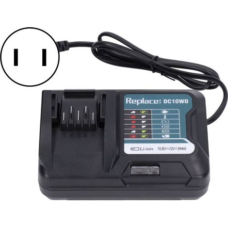 Chargeur de batterie au lithium, tension d'entrée 100-240 V pour DC 10,8-12 V (BL1015, BL1016, DC10WD, DC10WC). (1/5)
