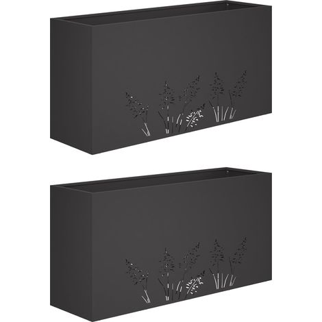 vidaXL Vaso da giardino 2 pz Nero 100 x 20 x 49 cm (1/5)