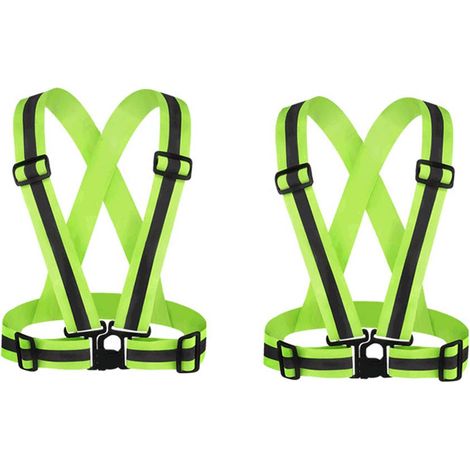 CSPARKV 2 Pack (Yellow) Reflective Safety Vest for Adults/Kids, High Visibility Adjustable Work Vest Jacket, High Visibility Sports Gear for Jogging (1/3)