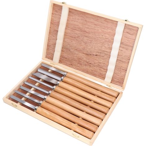 8-teiliges Drechselwerkzeug-Set mit 65 Meißeln aus Manganstahl, Buchenholzgriff und Aufbewahrungsbox (1/5)