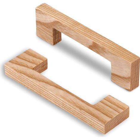 6 Holzgriffe für Schubladen, Möbelgriffe, 128 mm Lochabstand