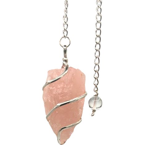Pendule de pierres précieuses brutes - Quartz rose- Vendu par 1 (1/4)