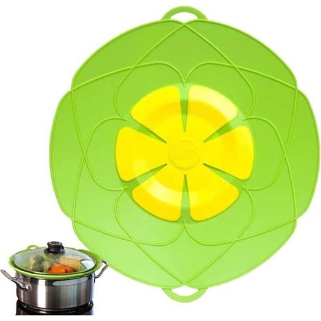 Cocotte en silicone avec revêtement solvant, compatible micro-ondes, couvercle, anti-décoration, résistant aux rayures, vert, 28 cm (1/4)