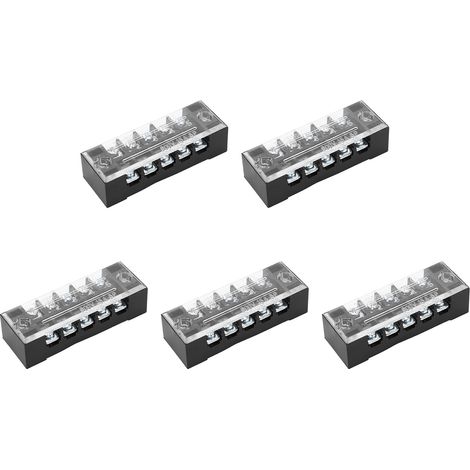 Bloc de jonction 5 positions, double rangée TB 15A 600V, vis M3, haute résistance pour câbles électriques (1/5)