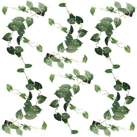 6 x 100cm Artificial Hanging Trailing Rounded Ivy Plant - Premium Quality (1/4)