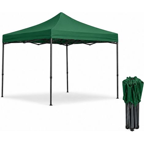 JARDIN202 - Cenador plegable 3x3x3m Pergola, Carpa, Gazebo Acero Reforzado Jardín, Terraza, Camping y Playa (Verde)