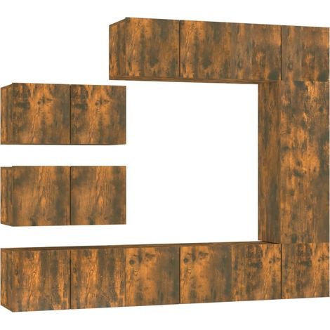 Set Mobili Porta TV 8 pz Rovere Fumo in Legno Multistrato vidaXL (1/5)