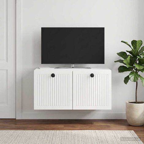 Wandmontierter TV-Schrank Hochglanz Weiß 59,5 x 41 x 30 cm (1/5)